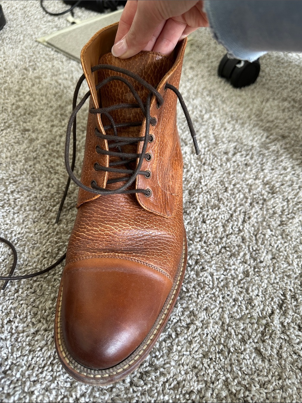 Taft Size 10, 43 Rome Leather Cap Toe Dress Boots - Picture 7 of 13